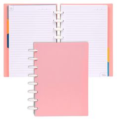 two pink notebooks with spiral bound pages