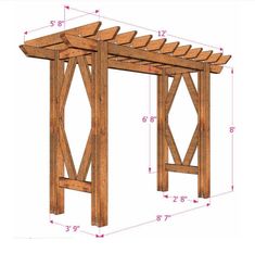 the plans for an outdoor pergolan are shown in three different sizes and shapes