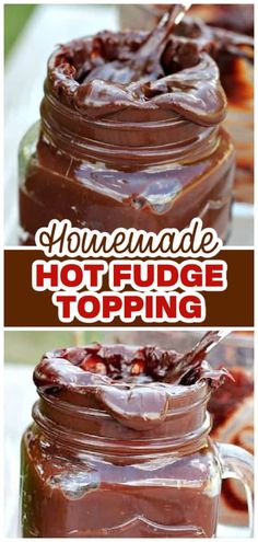 homemade hot fudge topping in a jar