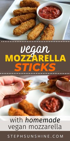 vegan mozzarella sticks with homemade vegan mozzarella sauce