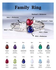 the family ring is shown with different colored stones