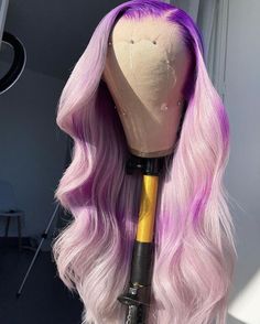 Purple Prom Hairstyles, Fairwell Hairstyles, Purple And White Hair, Purple Wigs, Lace Fronts, Frontal Wig Hairstyles, Wig Colors, Creative Hair Color, Purple Wig