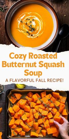 the cover of cozy roasted butternut squash soup