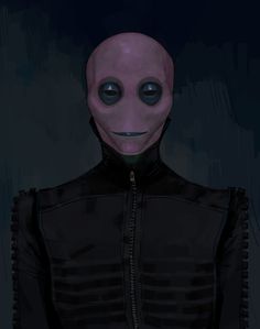 an alien man in a black leather jacket