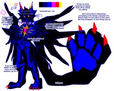 an image of a demon with different colors on it's body and hands in the background