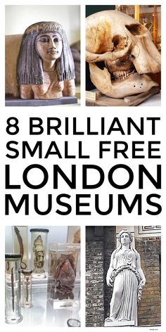 the 8 brilliant small - free london museum is featured in this postcard with images of ancient artifacts