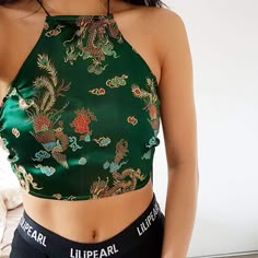 Emerald Dragon LILIPEARL handmade halterneck – LiLiPearl Emerald Dragon, Trendy Fashion Tops, Crop Top Outfits, Outfit Goals, Mode Inspiration, Fashion Tops, Diy Fashion, Sewing Ideas