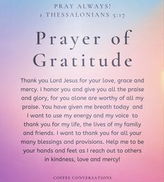 a prayer card with an image of the words, pray for you to be grateful