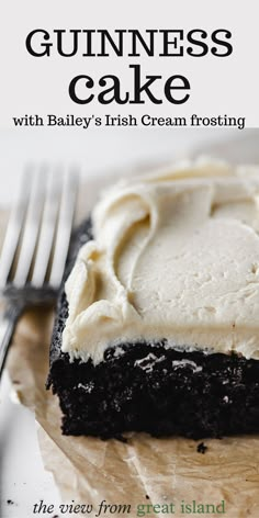 the cover of guinness cake with bailey's irish cream frosting