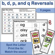 three different printable posters with the words b, d, and q in it