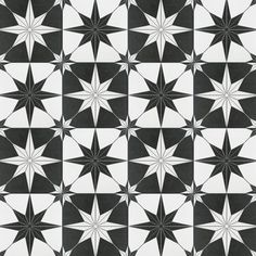 an abstract black and white pattern with stars