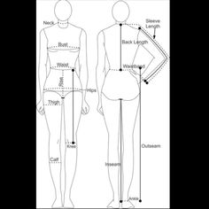 an image of a woman's body with measurements for each part of the body