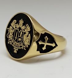 "Your custom solid sterling silver ring will be made on your order, customize this Coat of Arms and your logo on this collection! A beautiful symbol that will fit your hands and style. perfect gift for anniversary, special dates and any date you can imagine can be personalized. Different colors are silver, gold, rose gold. White gold and 24K gold options will never tarnish and last decades. Please contact me if you are interested in my jewelry. >ABOUT ME: I have 25 years of experience in making Family Crest Rings Men, Starbucks Uk, Family Crest Ring, Family Icon, Family Crest Rings, College Rings, Custom Signet Ring, Golden Family, Family Ring