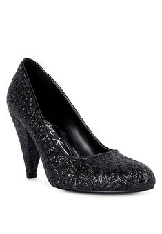 Sugar Plum Glitter Heel Pumps in Black