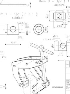 the technical drawing shows how to draw an object