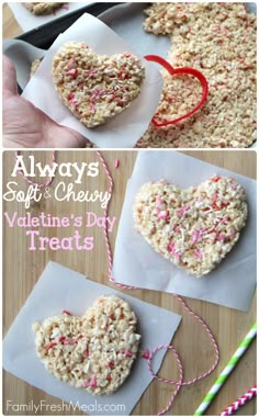 valentine's day treats made with rice and sprinkles