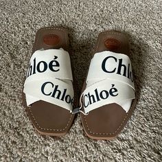 Brand New Chloe Woody Slide! Very Sought After Slides! Super Cute Sandals Perfect For Spring And Summer! Never Been Worn! : ) Chloe Slippers, Rich Shoes, Sandals Aesthetic, Blue Sandals Heels, Chloe Logo, Chloe Sandals, Tan Leather Sandals, Chloe Brown, Platform Espadrille Sandals