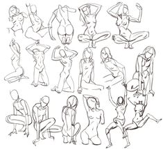 a bunch of nude women sitting and standing in different positions, with their hands on their hips