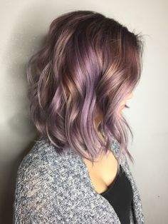 Smokey lavender hair color Brown To Purple Balayage Straight Hair, Hair Chalk, Beautiful Hair Color, Baby Style, Hair Color And Cut