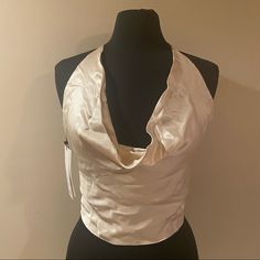 Brand New Zara Cowl Neck Party Shirt In Size M. Brand New With Tags! Never Worn. Fitted Satin Top For Glamorous Style, Glamorous Fitted Satin Tops, Glamorous Satin Top For Night Out, Glamorous Satin Party Top, Chic Cream Formal Top, Cream Formal Top For Summer, Fitted Beige Party Top, Fitted Satin Tops For Spring, Chic Cream Top For Night Out