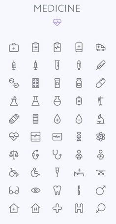 the medical icon set is shown in black and white, with different symbols on it