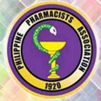 the purple pharmrics association logo on a multicolored background with squares