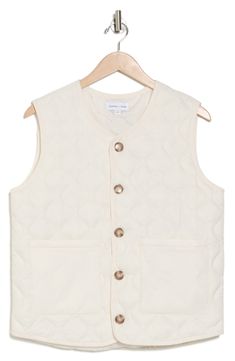 Layer on this quilted taffeta vest featuring roomy patch pockets for enhanced utility. Front button closure Crewneck Front patch pockets Lined, with 100% nylon fill 100% nylon Machine wash, line dry Imported Classic Slippers, Concert Looks, Flip Flop Slippers, Ugg Classic, Denim Branding, Quilted Vest, Sweaters And Leggings, Baby Size