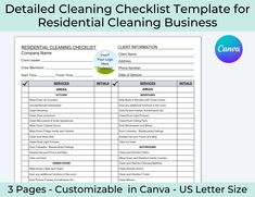 the cleaning checklist for residential cleaning business is shown in this screenshote image