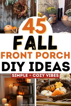 cozy fall front porch with pumpkins, yellow mums, mini pumpkins and fall candles Fall Decor Ideas For The Home Farmhouse, Front Yard Fall Decor, Small Porch Fall Decorating Ideas, Front Porch Fall Decorating Ideas, Fall Outside Decor, Porch Fall Decorating Ideas, Minimalist Decorating, Fall Porch Decorating Ideas, Fall Porch Ideas