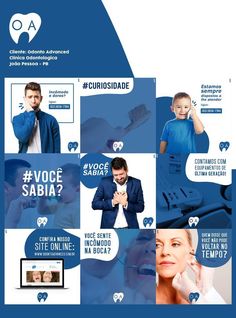 a collage of photos with people in blue and white, including the words voce sabia