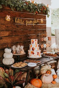 a table filled with lots of different types of foods and desserts on top of it