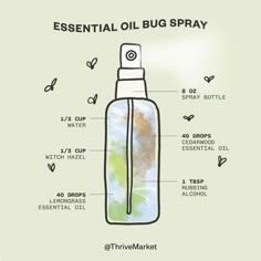 Essential Oil Bug Spray, Thrive Market, Diy Essentials, Essential Oils Health, Herbal Recipes, Cedarwood Essential Oil, Bug Spray