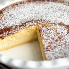 custard impossible pie with text overlay