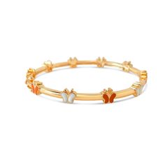 Orange and White Butterflies Kids Bangle Bracelet - SHOPKURY.COM Kids Bangles Gold Designs, Baby Gold Bangles Design, Baby Bangles Design, Kids Bracelets Gold, Kids Jewelry Gold, Baby Bracelet Gold, Baby Jewelry Gold, Baby Jewellery, Kids Bangles