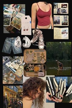 a collage of photos with various items in them