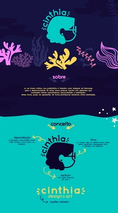 an image of the ocean with different types of animals and fish on it's sides