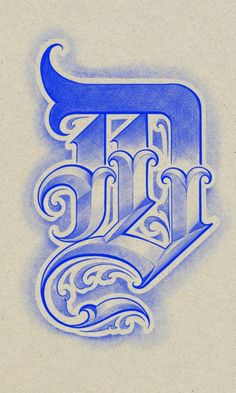 a drawing of the letter f in blue ink