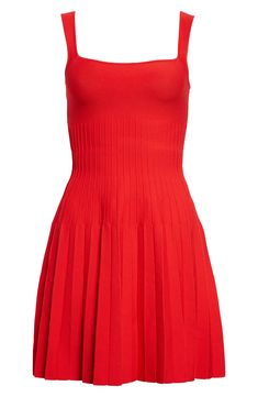 Pretty pintucks and pleats add interest to this stretch-kissed minidress that's ready for weekend fun. 31" length (size Medium) Square neck Unlined 59% viscose, 40% nylon, 1% elastane Dry clean or hand wash, dry flat Imported Fitted Red Pleated Dress, Staud Fitted Mini Dress, Fitted Mini Pleated Dress, Red Ribbed Mini Dress, Staud Sleeveless Mini Dress, Fitted Sleeveless Mini Dress By Staud, Red Sleeveless Pleated Mini Dress, Staud Summer Mini Dress, Red Pleated Sleeveless Mini Dress