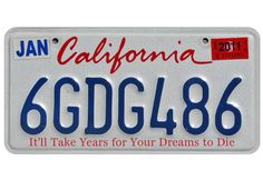 the california license plate has been changed to read 6dg6 / 488