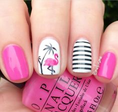 Looking for an instant accessory upgrade? Outfit your nails in one of these top-rated nail polishes Flamingo Nails, Cute Summer Nail Designs, Nail Vinyls, Tropical Nails, Cute Summer Nails, Nail Swag, Toe Nail Designs, Summer Nails Colors, Beach Nails