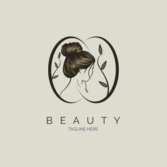 a woman's profile in a circle with leaves on it and the words beauty