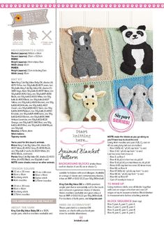 an article in the knitting book with pictures of animals