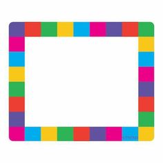 a multicolored photo frame with the word written on it in blue, green, yellow and pink squares