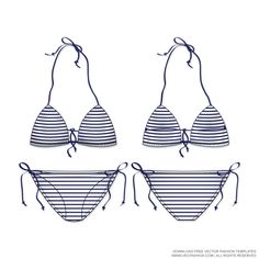 Women-Nautical-Striped-Swim-Suit-Vector-Template Fashion Learning, Technical Illustrations, Technical Sketch, Swimwear Design, Fashion Model Drawing, Clothes Illustration, Flat Drawings, Technical Illustration