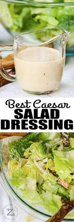 salad dressing in a glass bowl with lettuce and carrots on the side