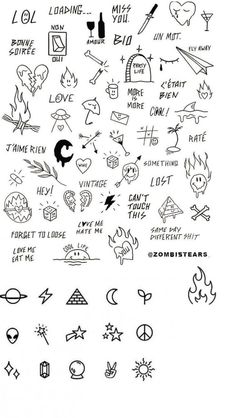 a bunch of different symbols that are drawn on paper