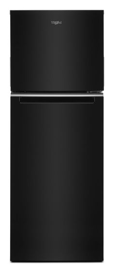 a black refrigerator freezer sitting next to each other on top of a white wall