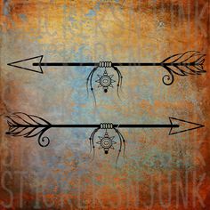 two arrows with an arrow in the middle on a rusted metal background that says stop and think