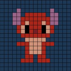 A small pixel art template of Leroy from Disney's Lilo and Stitch. Specifically from the 2006 film (movie for Americans). Easy Pixel Art Stitch, 13x13 Pixel Art, Pixel Art Stitch, Modele Pixel Art