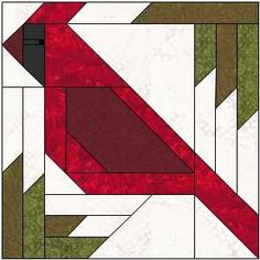 a red and white quilt with an abstract design on the bottom, along with two different colors